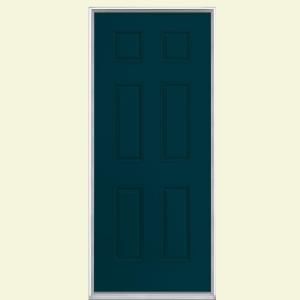 Masonite 6 Panel Painted Smooth Fiberglass Entry Door with No Brickmold 28459