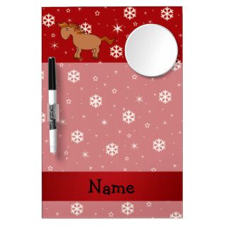 Personalized name horse red snowflakes dry erase boards