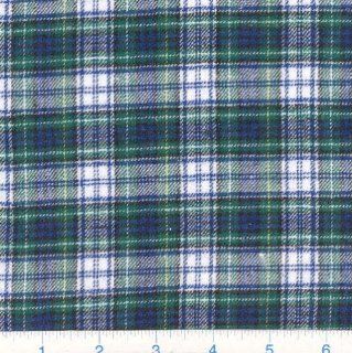 56'' Wide Flannel Plaid Blue & White Fabric By The Yard