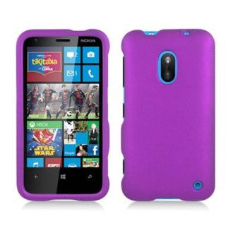 Nokia Lumia 620 (AIO Wireless) 2 Piece Snap On Rubberized Hard Plastic Case Cover, Purple + LCD Clear Screen Saver Protector Cell Phones & Accessories
