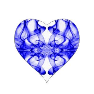 Silhouette of Colored Smoke Abstract Pattern Blue Heart Stickers