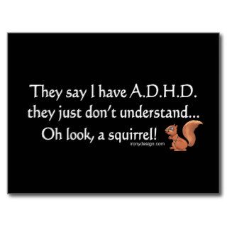 ADHD Squirrel Humor Postcards