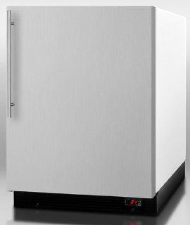 Summit BI605FFSSVH 24'' Built in Compact Refrigerator with Adjustable Wire Shelves, Door Storage, Auto Defrost Freezer, Interior Light and Digital Thermostat Stainless Door with Vertical Thin Handle Appliances