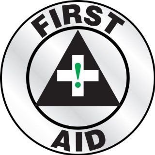 Accuform Signs LHTL621 Emergency Response Reflective Helmet Sticker, Legend "FIRST AID" with Graphic, 2 1/4" Diameter, Green/Black on White Industrial Warning Signs