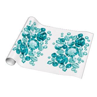 Elegant Sparkle Girly Turquoise Crystals Bling Gem Wrapping Paper