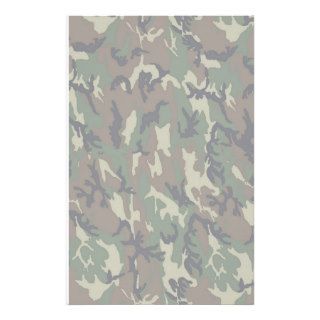 Military Forest Camouflage Background Lightened Stationery Paper