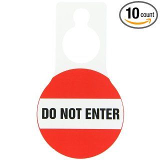 Accuform Signs TAD606 Plastic Shaped Door Knob Hanger Safety Tag, Legend "DO NOT ENTER", 5" Width x 9" Height x 15 mil Thickness, Black/Red on White (Pack of 10) Industrial Warning Signs