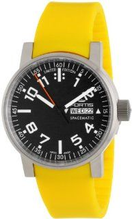 Fortis Men's 623.10.41 Si.04 Spacematic Swiss Automatic Luminous Day and Date Yellow Silicone Strap Watch Watches