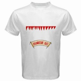 Men's Customized BANNER TEXT DECORATION COLUMBUS 100% Cotton White T shirt Novelty T Shirts Clothing