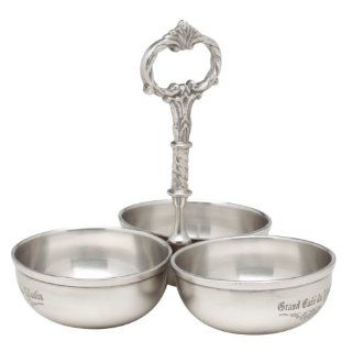 Zodax Palais Royal Grand Cafe Pewter Finish Three Section Condiment Server Kitchen & Dining