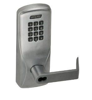 Schlage CO100CY70KPRHO626BD Satin Chrome Keyless Entry CO Series Commercial Electronic Cylindrical Lock with Keypad and Rhodes Lever Less SFIC Cylinder   Door Levers  