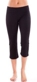 Ladies Black Capri Yoga Pants 3/4 Length Clothing