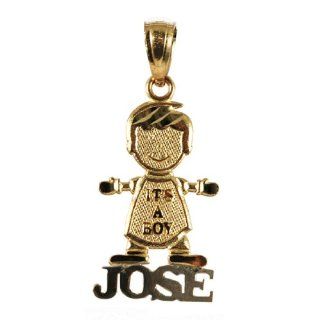 14k Yellow Gold It's a Boy Charm Pendant (Personalized your NAME) Jewelry