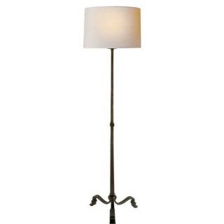 J. Randall Powers Wells Floor Lamp in Aged Iron with Natural Paper Shade by Visual Comfort SP1003AI NP    