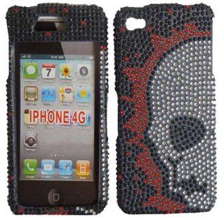 iPhone 4gs 4g Cdma Gsm Full Diamond Cover   Skull Face Hard Case Cell Phones & Accessories