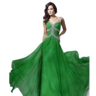 DAPENE Women's Cap Sleeve Beads Sequin Backless Floor length Prom Gown Bright Green