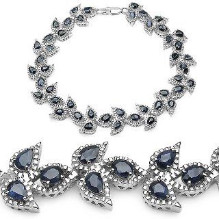 8.80 Carat Genuine Blue Sapphire Sterling Silver Bracelet Jewelry