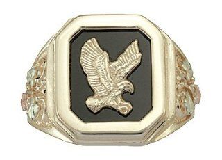 Black Hills Gold Men's 10K Onyx Eagle Ring Jewelry