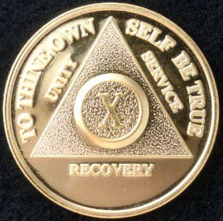 Gold Plated   15 Year (XV) Alcoholic Anonymous Anniversary Medallion 
