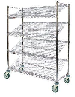 Wire Cart, Angled Shelf, L 36 x W 18   Standing Shelf Units