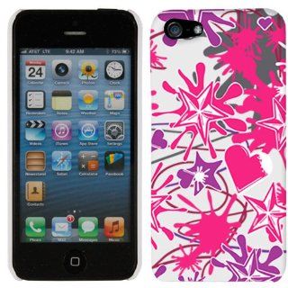 Apple iPhone 5 Heart Stars Splatter on White Hard Case Phone Cover Cell Phones & Accessories