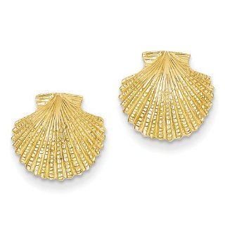 14K Scallop Shell Post Earrings Jewelry