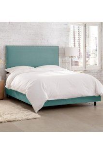 Custom Rowan Upholstered Bed   queen, Velvet Caribbean   Bathroom Furniture Sets