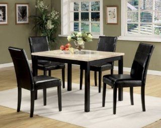 Acme Furniture Industry 06776 Portland 5 Pieces Dining Set with Cream Faux Marble Top Home & Kitchen