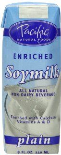 Pacific Natural Foods Enriched Soymilk Non Dairy Beverage, Plain, 8.1 Ounce Aseptic Packages (Pack of 24)  Soy Milk  Grocery & Gourmet Food
