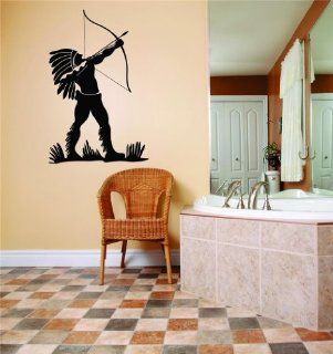 Indian Heritage With Bow & Arrow Aiming Graphic Design Mural Art Vinyl Wall   Best Selling Cling Transfer Decal Color 624 Size  30 Inches X 50 Inches   22 Colors Available   Wall Decor Stickers