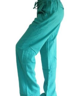 Women's wide leg flared tunic linen pants with a banded drawstring waist   SM JADE