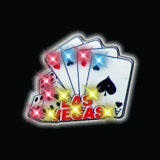 Las Vegas Cards and Dice Flashing Blinking Light Up Body Lights Pins (5 Pack) Toys & Games