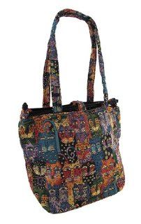 Laurel Burch Tapestry Drawstring Bag (10" X 6" X 10")   Polka Dot Leopard   Top Handle Handbags