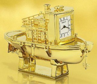 Bulova Miniature Tug Boat Collectible Curio Clock B0434   Mantel Clocks