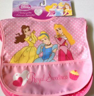 Disney Princess "Royal Sweetness" Cinderella * Belle * Aurora * 2 Count Waterproof Bib Set of 2 Princesses Bibs Toddler, Girl 