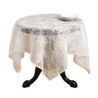 SARO LIFESTYLE 627 Rosette Square Table Topper, 60 Inch, Champagne   Champagne Table Runner