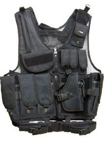 Tactical Swat Style Vest with Pistol Holster  Airsoft Tactical Vests  Sports & Outdoors