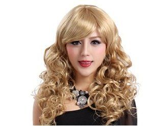Side Swept Bangs Tight Curls Long Blonde Capless Wig +  Worldwide  Hair Replacement Wigs  Beauty