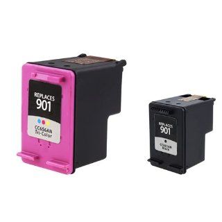 2 Pack of Remanufactured Ink Cartridges for HP 901 (CC653AN / CC656AN)   1 Black, 1 Color Electronics