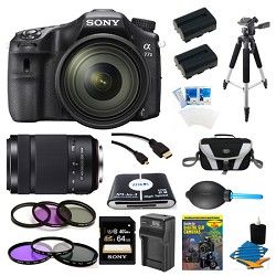 Sony a77II HD DSLR Camera with 16 50mm Lens, 64GB Card, and 55 300mm Lens Bundle