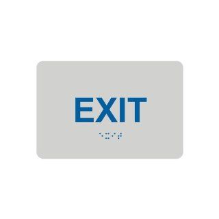 ADA Exit Braille Sign RRE 655 BLUonPRLGY Enter / Exit  Business And Store Signs 