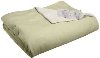 Biddeford 1034 903100 633 100 by 90 Inch Heated Comfort knit/Sherpa Blanket, King, Sage   Electric Blankets