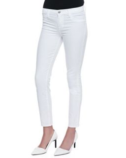 Womens Skinny Cropped Rail Jeans, White   J Brand Jeans