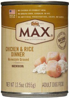 NUTRO 791078 12 Pack Max Chicken/Rice Canned Food for Senior Dogs, 12.5 Ounce  Pet Food 