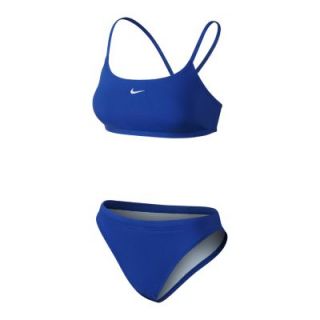 Nike Poly Core Solid Womens Two Piece Swimsuit   Blue