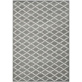 Handmade Moroccan Dark Grey Wool Geometric Rug (89 X 12)