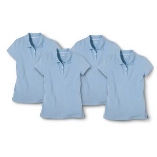 Cherokee Girls School Uniform 4 Pack Short Sleeve Pique Polo   Windy Blue XL