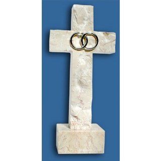 Standing Wedding Jerusalem Stone Cross   Silver   Wall Crosses