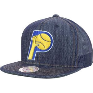 Indiana Pacers Mitchell and Ness NBA Denim Trucker Hat