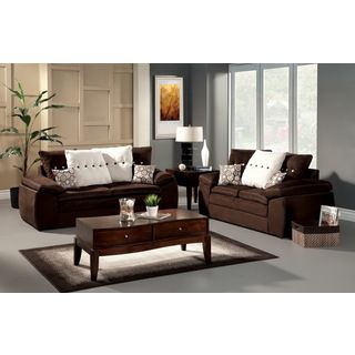 Furniture Of America Lapizey Dark Brown Fabric 2 piece Sofa Set
